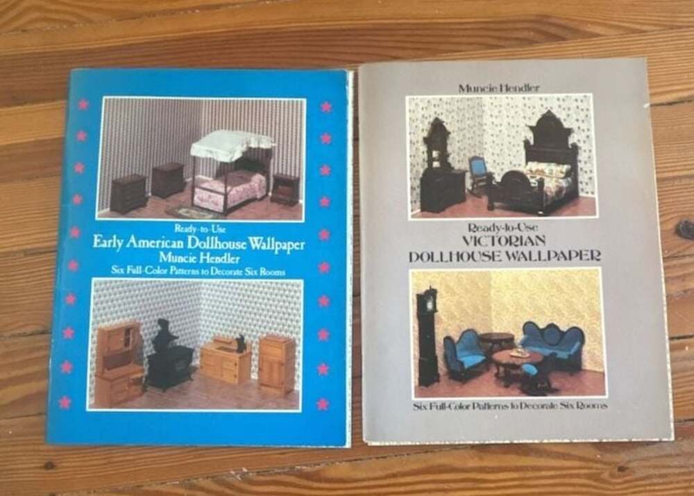 Lot of 2 Muncie Hendler Ready-to-Use Dollhouse Wallpaper Books Early American an